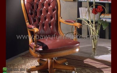 Kursi Kantor Direktur Rangka Kayu Jati Dan Hidrolik