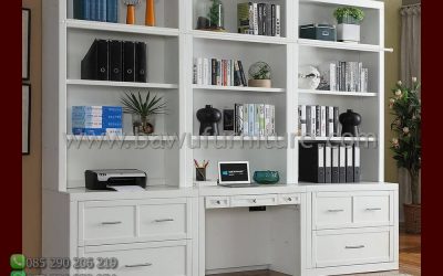 Lemari Buku Minimalis Modern Duco Putih Terbaru