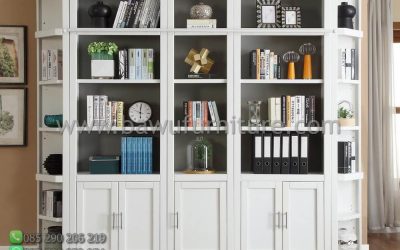 Lemari Buku Minimalis Terbaru Cat Duco Putih