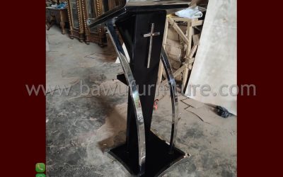 Podium Gereja Minimalis Dari Kayu Jati Dan Stainless