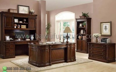 Set Meja Kantor Klasik Mewah Dari Kayu Jati