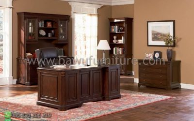Set Meja Kantor Minimalis Klasik Dari Kayu Jati