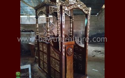 Mimbar Masjid Ukir Murah Model Atap Kubah Kayu Jati