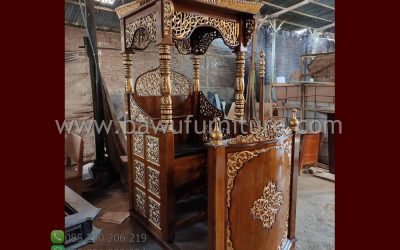 Mimbar Masjid Harga Murah Model Atap Kubah Kayu Jati