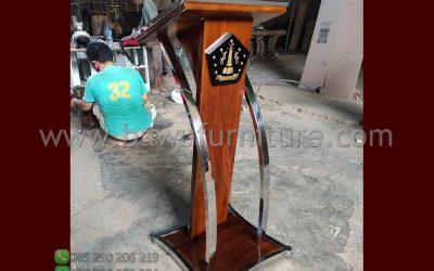 Podium Masjid Baitul Hikmah Minimalis Jati & Stainless