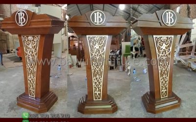 Podium Minimalis Jati BI Untuk Pidato Di Acara