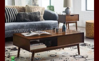 Meja Kopi Kayu Jati Model Retro Minimalis Jepara