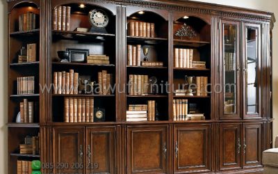 Lemari Buku Kantor Desain Terbaru Dari Kayu Jati