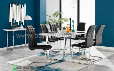 Set Meja Makan Minimalis Modern Kaki Stainless