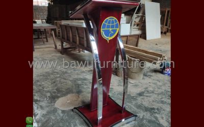 Desain Podium Minimalis Stainless Tiang Lengkung