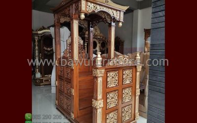 Desain Mimbar Atap Kubah Jati Model Ukiran Jepara