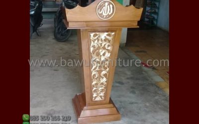 Desain Podium Kayu Jati Model Minimalis Jokowi Jepara