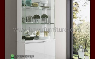 Lemari Hias Model Baru Warna Duco Putih Minimalis