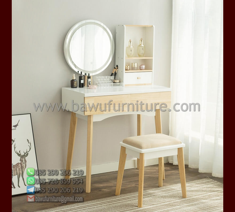 meja rias minimalis modern model kecil putih terbaru | bawu furniture