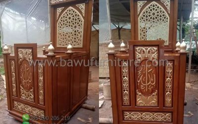 Desain Mimbar Majid Kereta Ukir Jepara Dari Kayu Jati
