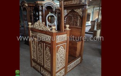 Jual Mimbar Majid Kereta Kayu Jati Model Ukir Jepara
