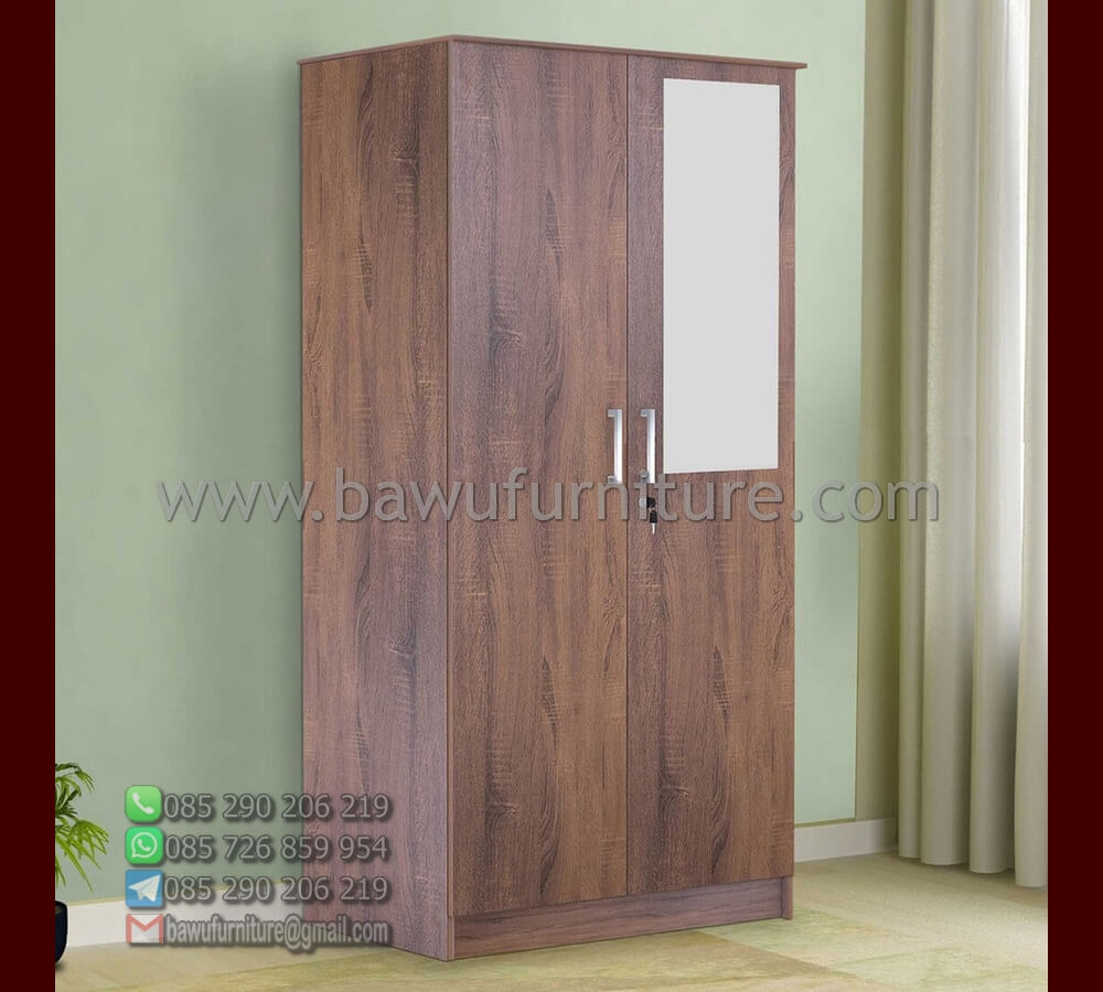 Lemari Pakaian Sliding Model Minimalis Pintu Kayu Jati Bawu Furniture