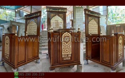 Mimbar Majid Kereta Minimalis Ukir Jepara Dari Kayu Jati