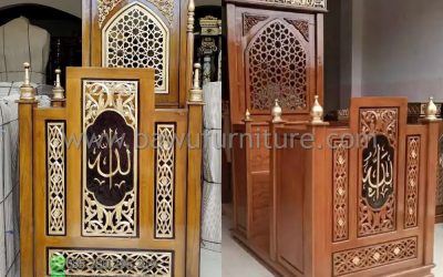 Mimbar Majid Kereta Terbaru Dari Kayu Jati Ukir Jepara