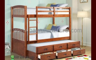 Ranjang Tingkat Kayu Model Minimalis Dari Jati