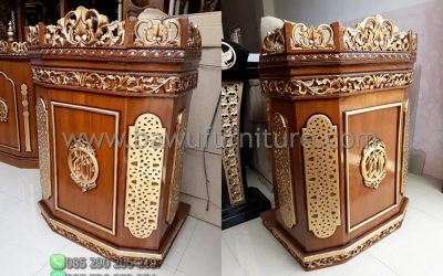 Stock Mimbar Jati Model Ukiran Jepara Untuk Ceramah