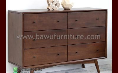 Bufet Jati Jepara Terbaru Model Minimalis Modern 6 Laci
