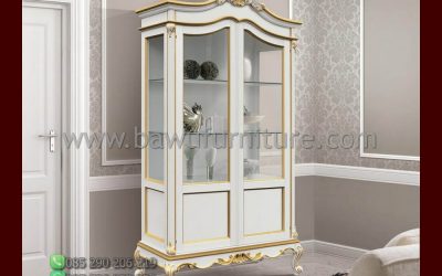 Lemari Pajangan Putih Mewah Model Klasik Eropa