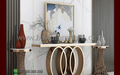 Meja Konsol Marmer Jepara Dengan Kaki Stainless Steel