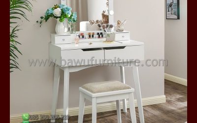 Meja Rias Retro Minimalis Cat Duco Warna Putih Terbaru