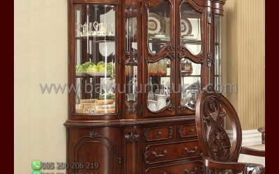 Lemari Pajangan Jati Mewah Model Ukir Klasik Jepara