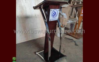 Podium Pidato Dirgantara Indonesia Minimalis Stainless