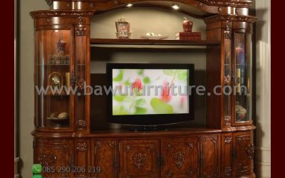 Bufet TV Klasik Jati Model Ukiran Mewah Jepara