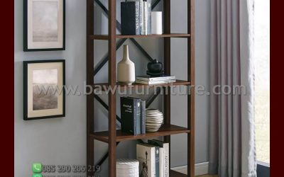 Model Rak Buku Jati Dengan Desain Minimalis Terbaru