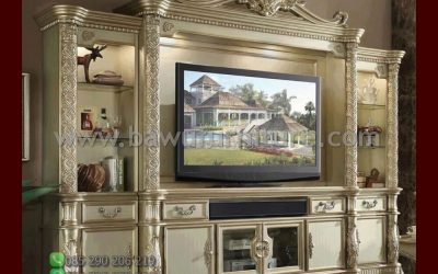 Bufet TV Ukiran Klasik Warna Duco Putih Karya Jepara