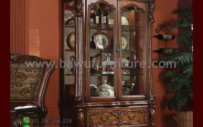 Lemari Hias Ukir Jati Model Klasik Mewah Jepara
