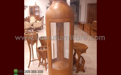 Lemari Hias Botol Minimalis Kayu Jati Jepara
