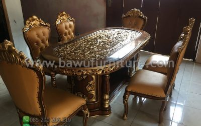 Meja Makan Salina 6 Kursi Dari Kayu Jati