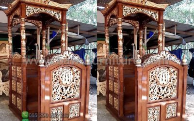 New Mimbar Kubah Kayu Jati Untuk Masjid