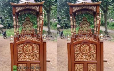 New Mimbar Masjid Kayu Jati Model Atap Kubah
