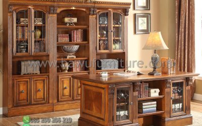 Set Meja Kantor Kayu Jati Model Klasik Terbaru