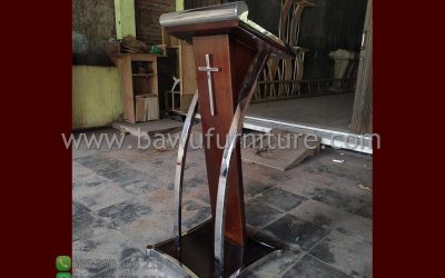 Podium Gereja Kayu Jati Dan Stainless Steel