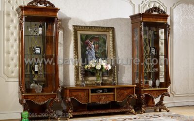 Jual Bufet TV Kayu Jati Klasik Model Eropa Terbaru