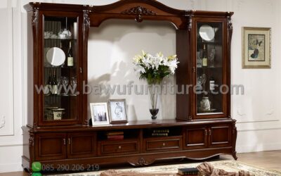 Jual Bufet TV Kayu Jati Terbaru Model Klasik Eropa Mewah