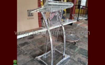 Podium Pidato Minimalis Akrilik Tiang Stainless Jepara